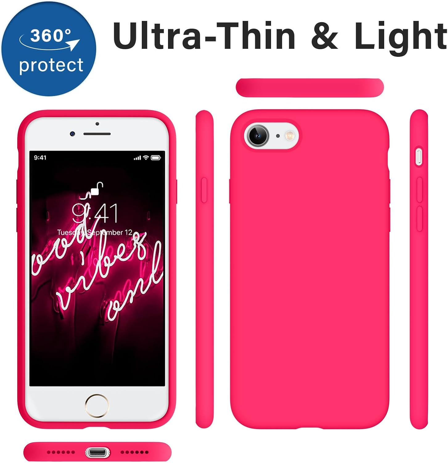 AOTESIER Funda compatible con iPhone SE y iPhone 8 de 4.7 pulgadas, sedoso al tacto, goma de silicona suave de alta calidad, antihuellas, cuerpo