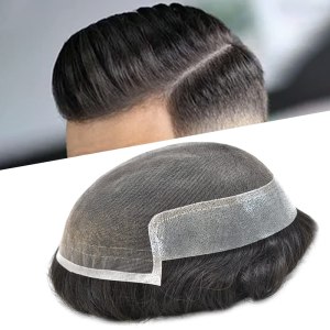 Sistema de reemplazo de cabello humano tipo tupé para hombre, encaje francés suave, sistema de cabello para hombres, tupé para hombres, nudo Sistema de reemplazo de cabello humano tipo tupé para hombre, encaje francés suave, sistema de cabello para hombres, tupé para hombres, nudo