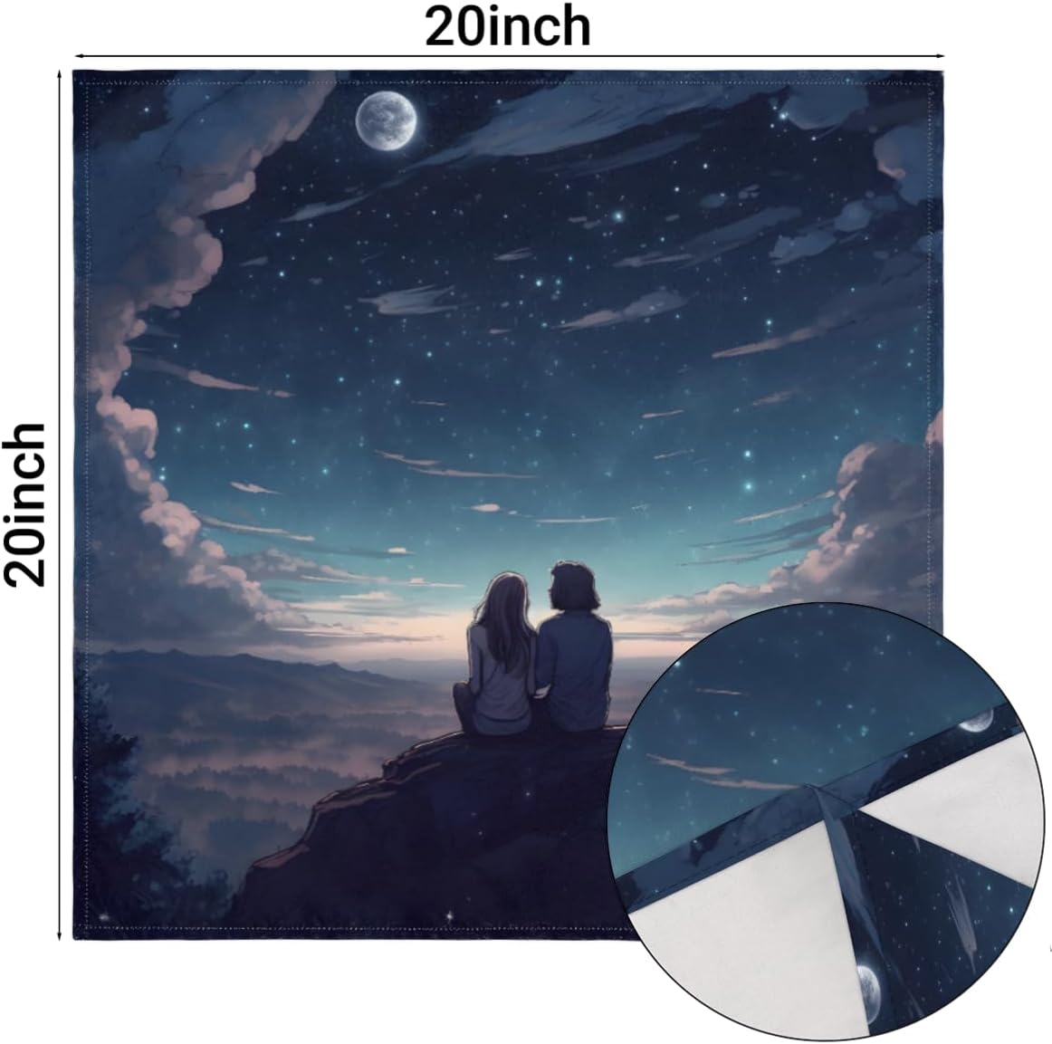 Cloth Napkins Set of 6 Starry Night 20×20 Inch Cloth Napkins Lovers Washable Reusable Kitchen Dinner Napkins Table Decor for Wedding, Holiday Party,