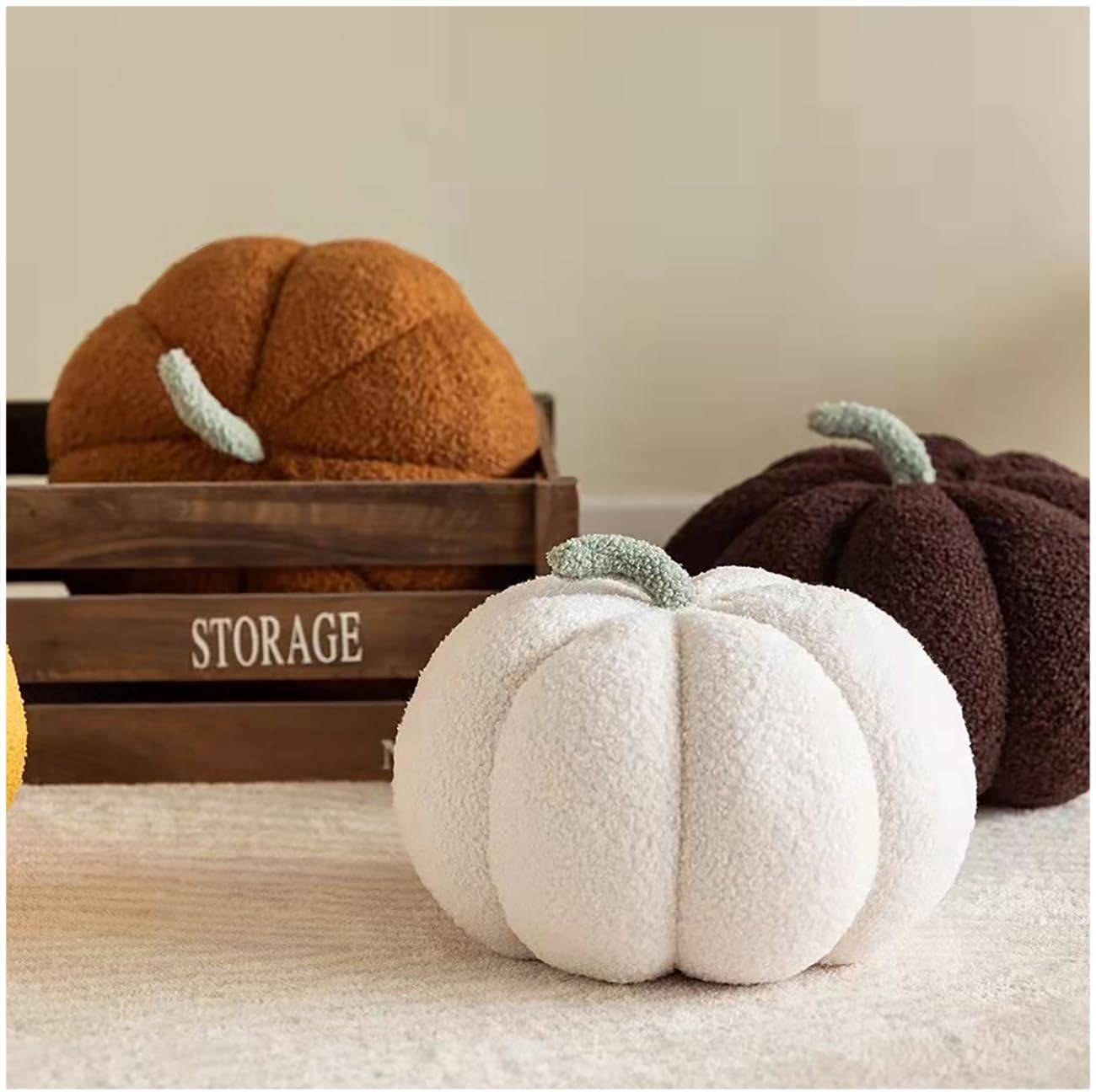 Eoieov Lindas almohadas de calabaza 3D para cama, sofá, automóvil, almohada decorativa creativa con forma de calabaza, cojín de vellón de cordero