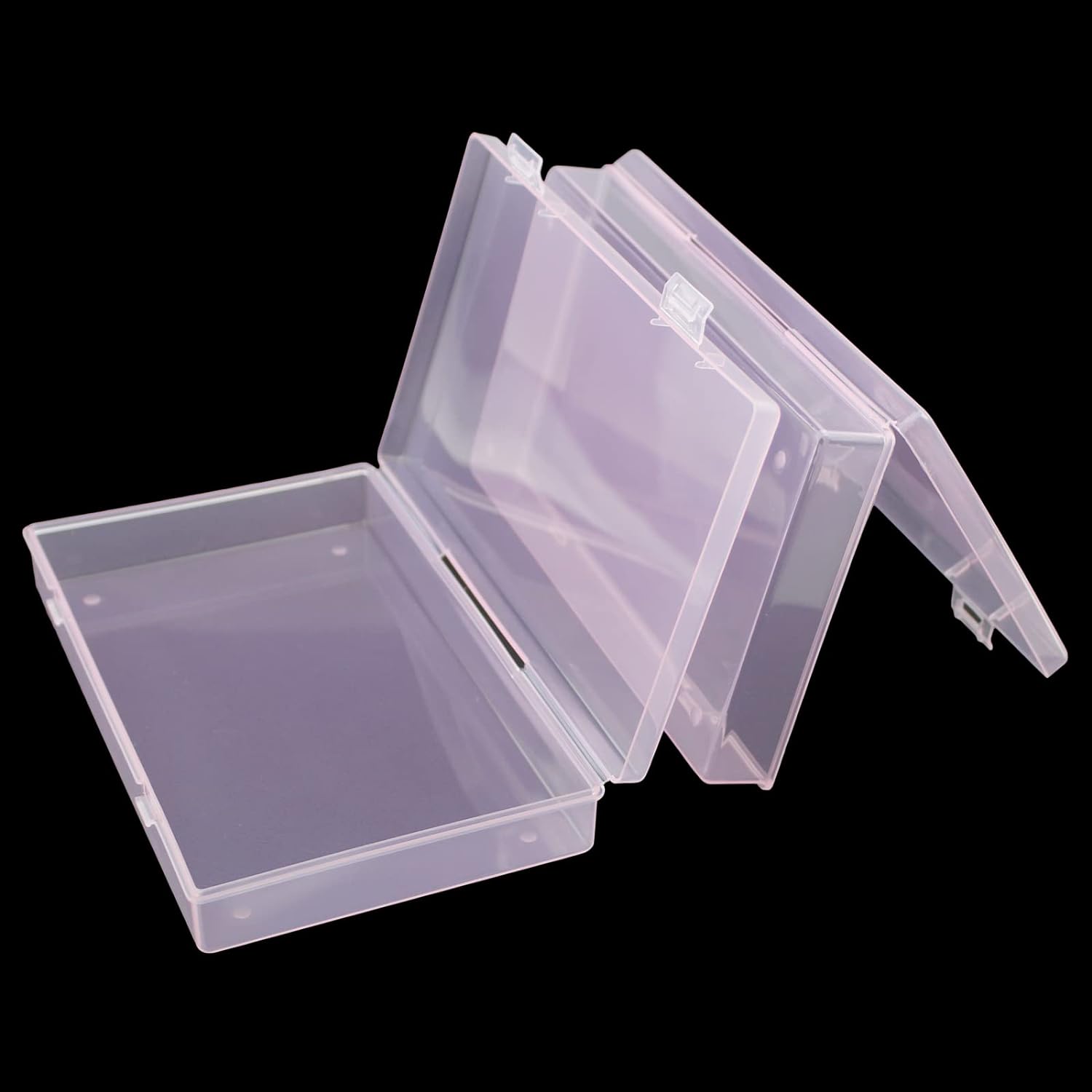 4 cajas rectangulares de plástico con tapas con bisagras para objetos pequeños y otros proyectos de manualidades (rosa, 7.1 x 4.3 x 1.2 pulgadas)