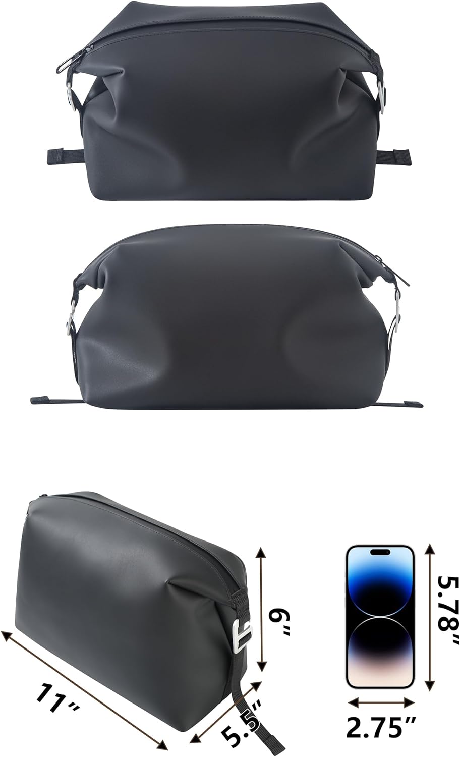 Kit Dopp de silicona grande de 13 pulgadas, bolsa de aseo impermeable a prueba de fugas, estuche de maquillaje de viaje plegable para hombres y