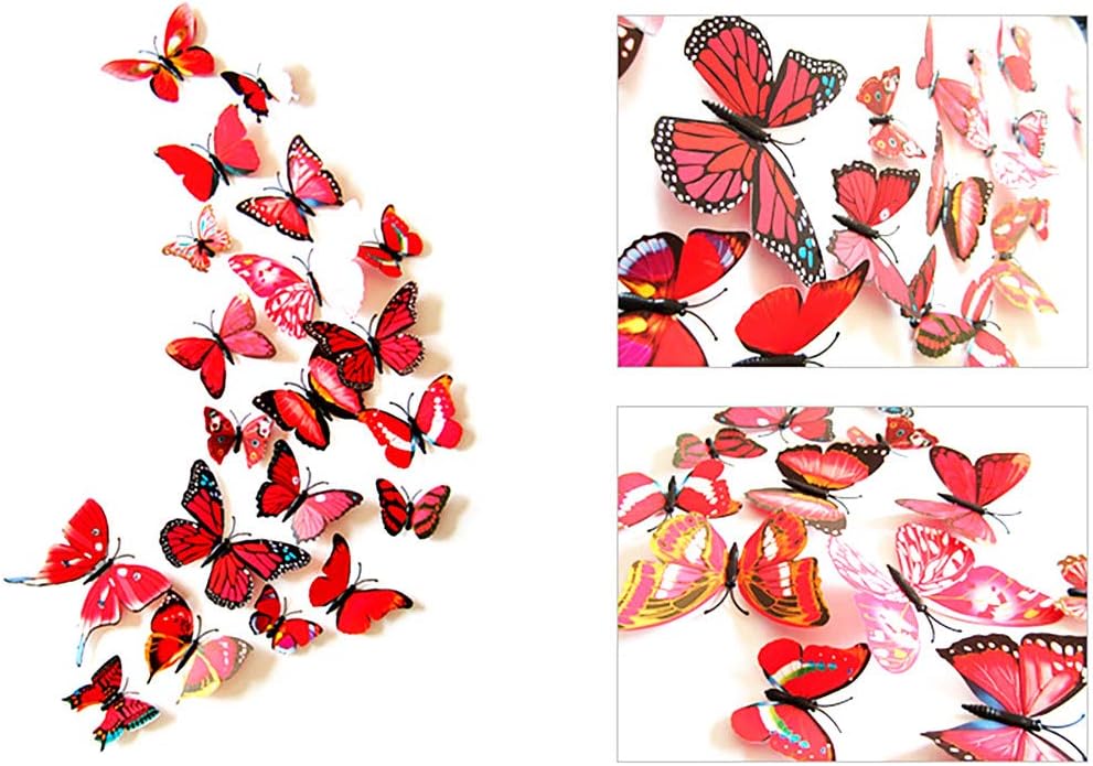 24 calcomanías de mariposa 3D para decoración de pared, mariposas extraíbles, calcomanías de pared para niñas, niños, dormitorio y habitación, mural