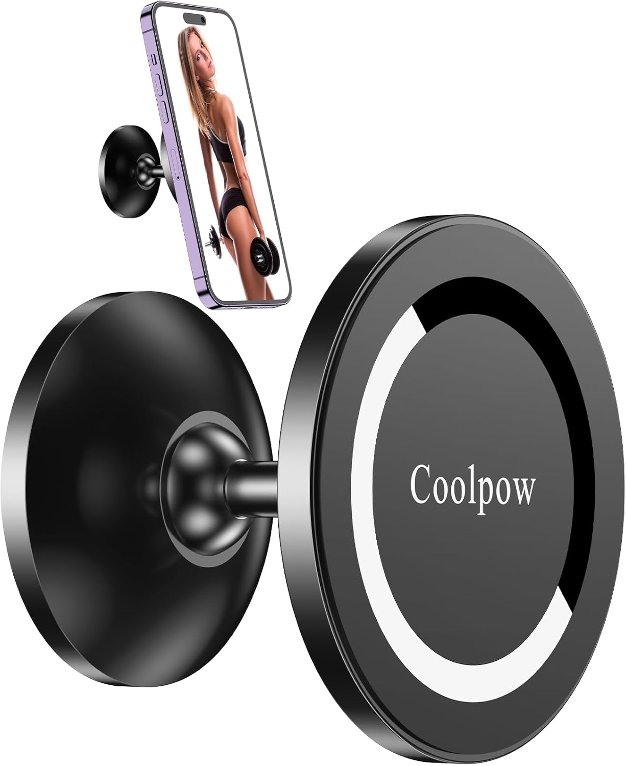 Soporte magnético de teléfono para gimnasio MagSafe, todo de metal soporte magnético doble para teléfono de registro de gimnasio para fijación a