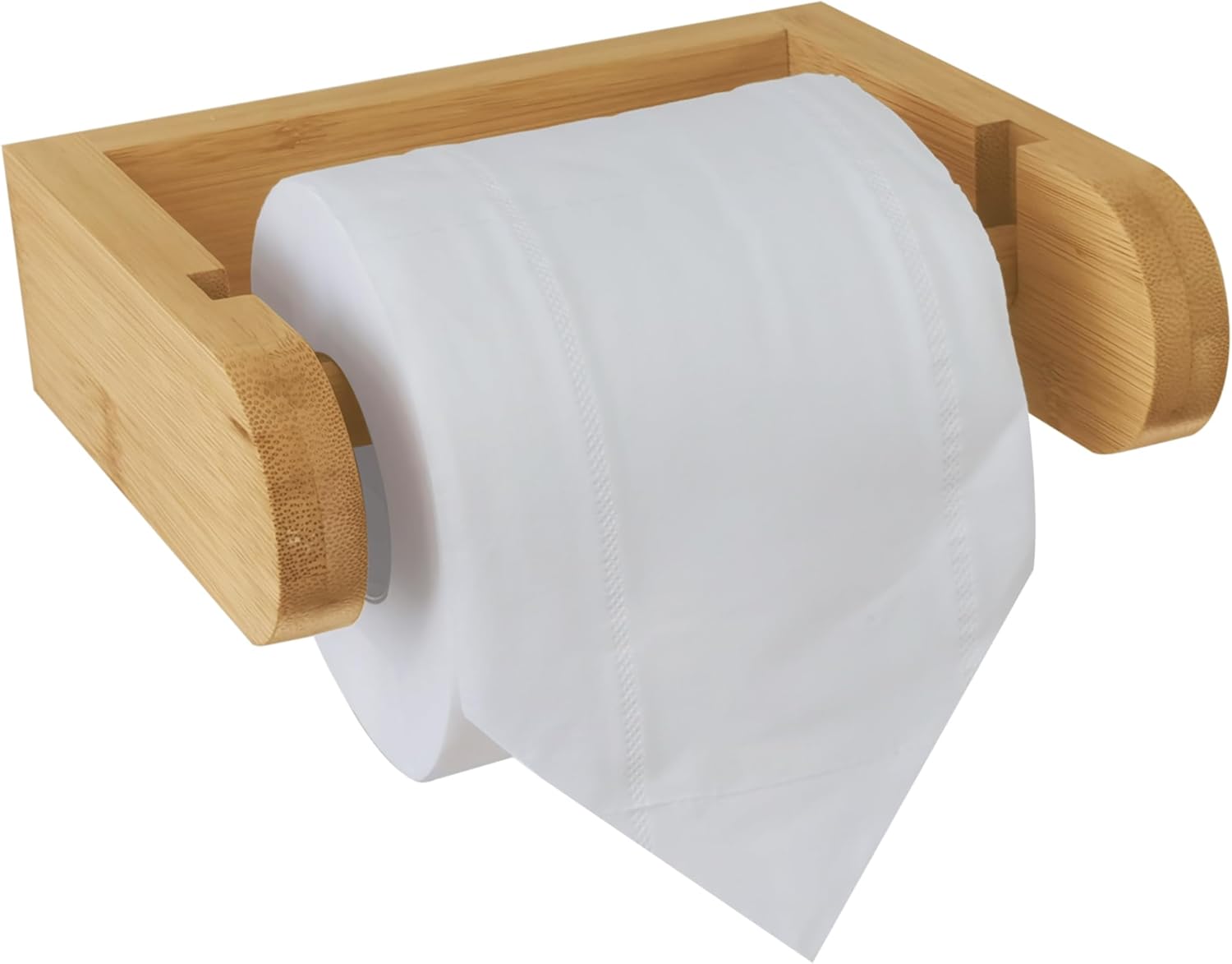 D&Joy Soporte de pared para papel higiénico de bambú, soporte de papel higiénico de madera, soporte redondeado de papel higiénico de 5 pulgadas con