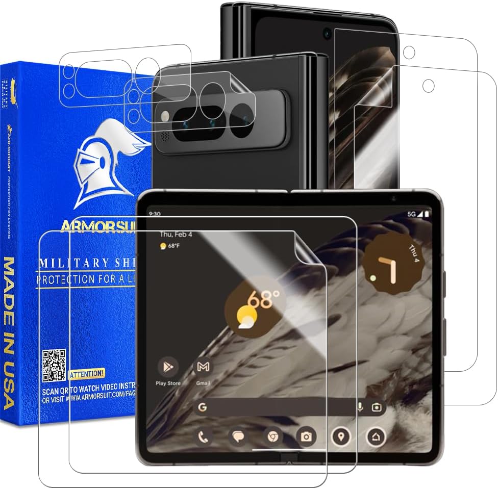 ArmorSuit Paquete de 2+2 protectores de pantalla + protector de lente de cámara diseñado para Google Pixel Fold MilitaryShield HD Clear Film –