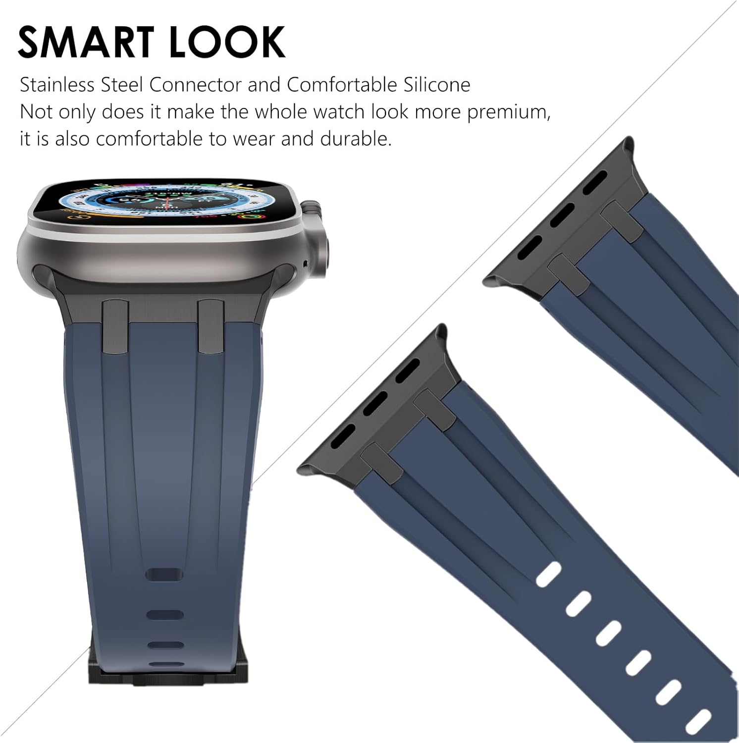 NewWays Correa para Apple Watch de 1.61 pulgadas, 1.57 pulgadas, 1.57 pulgadas, 1.49 pulgadas, banda ancha de goma de silicona líquida deportiva AP