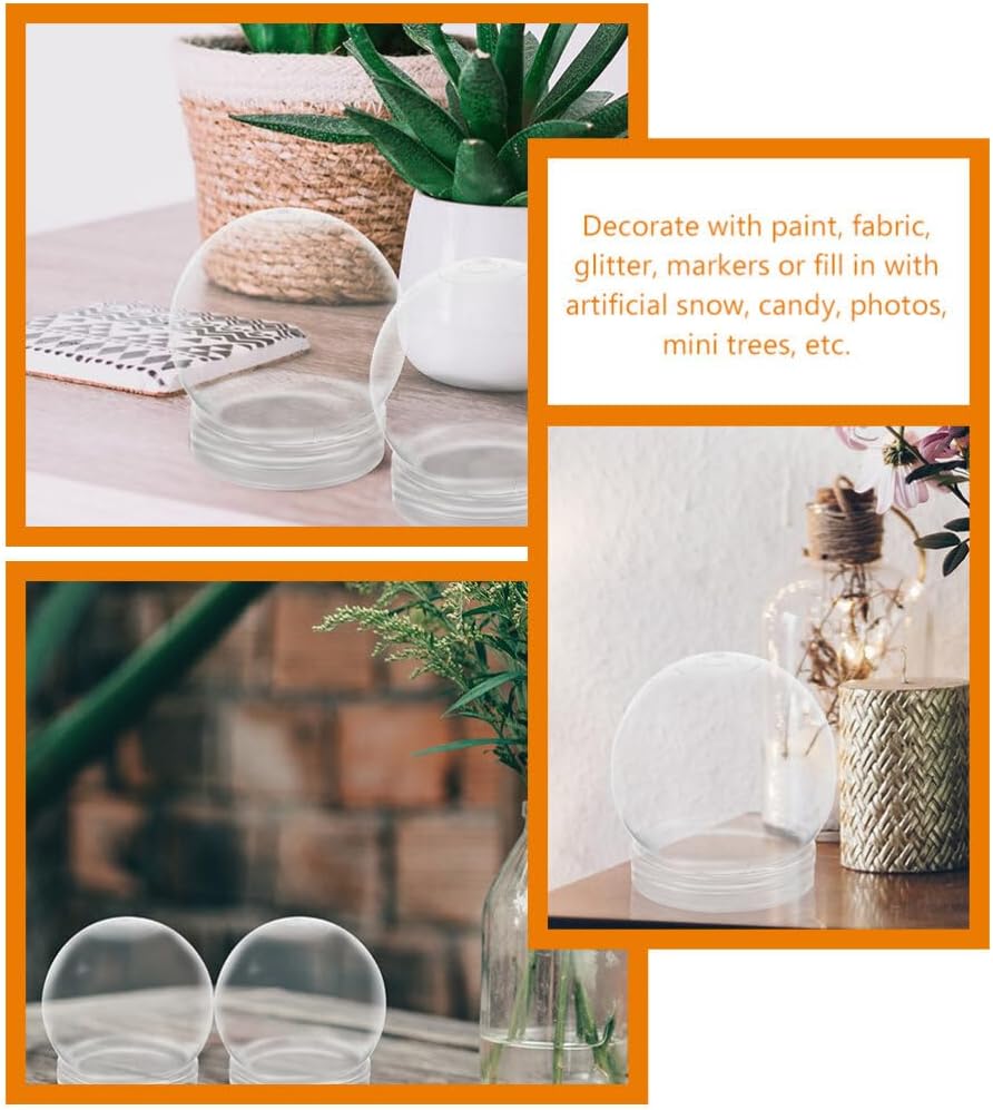 BESTOYARD Paquete de 15 globos de nieve de 3 pulgadas de plástico transparente vacío con tapa de rosca para manualidades, personalización,