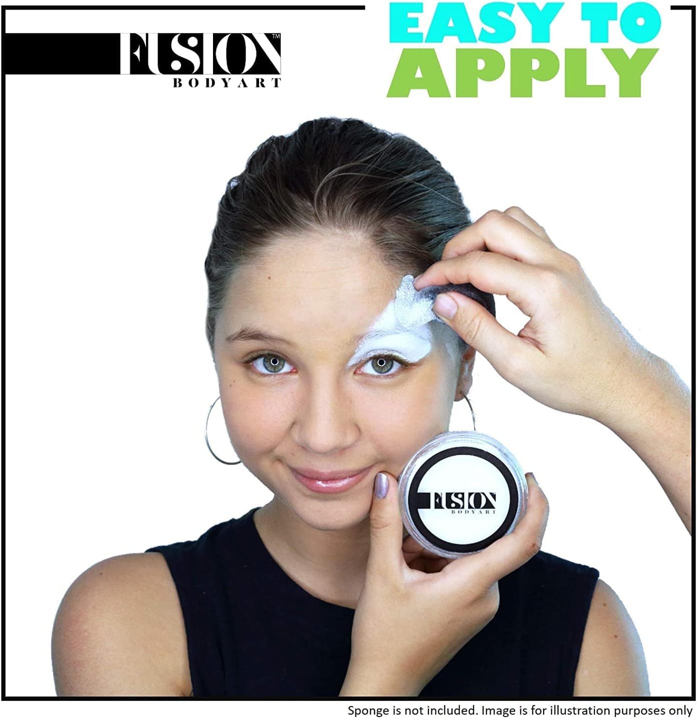 Fusion Body Art Pintura facial Pro Parafina blanca (1.26 onzas), calidad profesional activada por agua para la cara y el cuerpo, suministros de