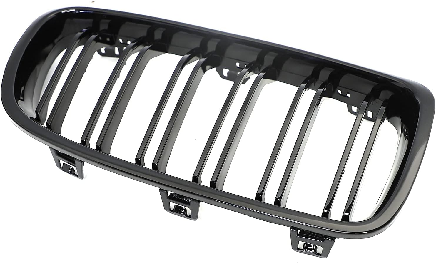 Parrilla de riñón frontal ABS F30 F31 F35, compatible con BMW Serie 3 2012-2018 (juego de 2 piezas de rejillas negras brillantes de doble listón)