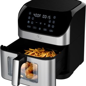 Freidora de aire de 8 cuartos de galón de tamaño grande con ventana transparente, 8 preajustes, 3 características especiales recordatorio de giro, Freidora de aire de 8 cuartos de galón de tamaño grande con ventana transparente, 8 preajustes, 3 características especiales recordatorio de giro,