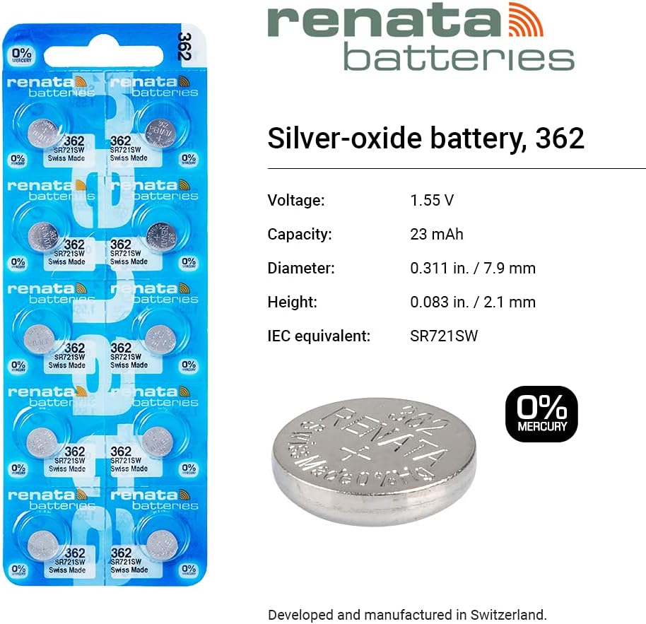 Batería de reloj 362 – Tira de 5 baterías
