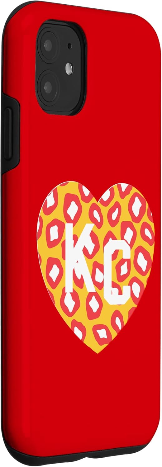 Carcasa para iPhone 11 KC Heart RedYellow Animal Print Kansas City Hearts Kc Heart
