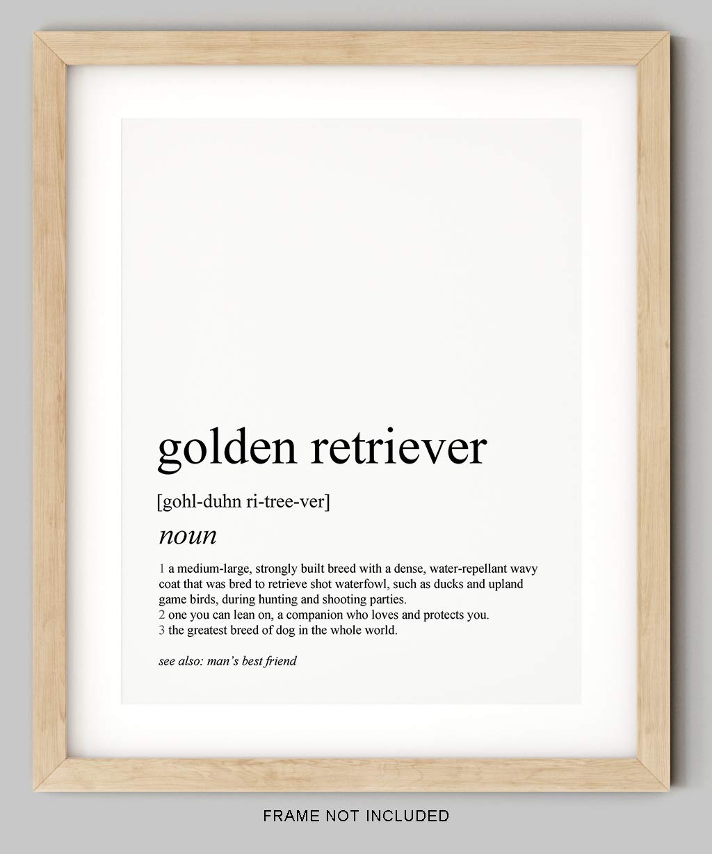Golden Retriever Gifts – 8×10″ UNFRAMED Dog Wall Definition Art Print – Dog Mom And Dad Gifts, Dog Lover Gifts For Men And Women – Black & White