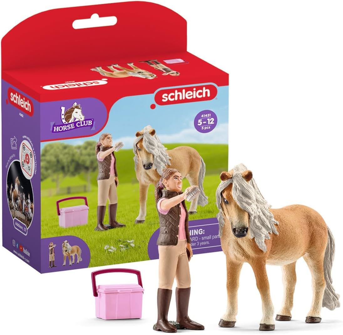 Schleich Horse Club Horse Toy para niñas y niños a partir de 5 años, novio con pony islandés