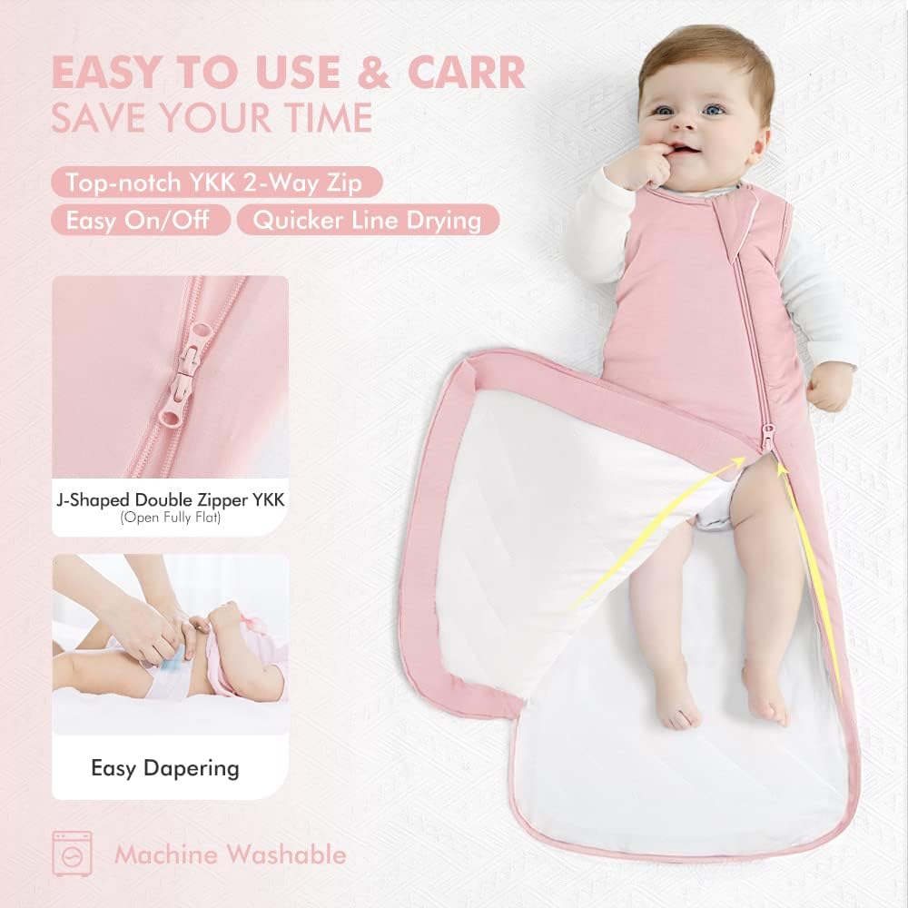HAPIU Saco de dormir unisex de rayón hecho de bambú TOG 1.0, cremallera de 2 vías YKK, manta portátil para bebé