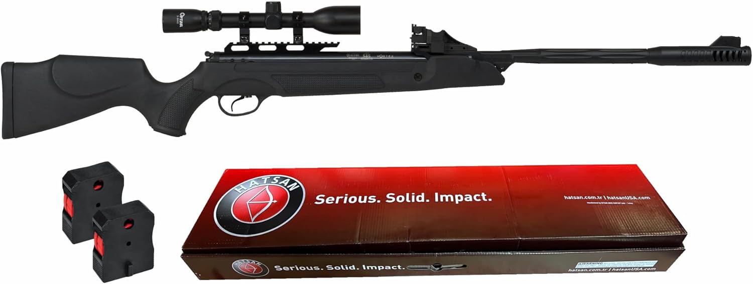 Hatsan SpeedFire (Magnum 1250) – Rifle de aire, color negro con paquete de objetivos de papel Wearable4U y pellets incluidos