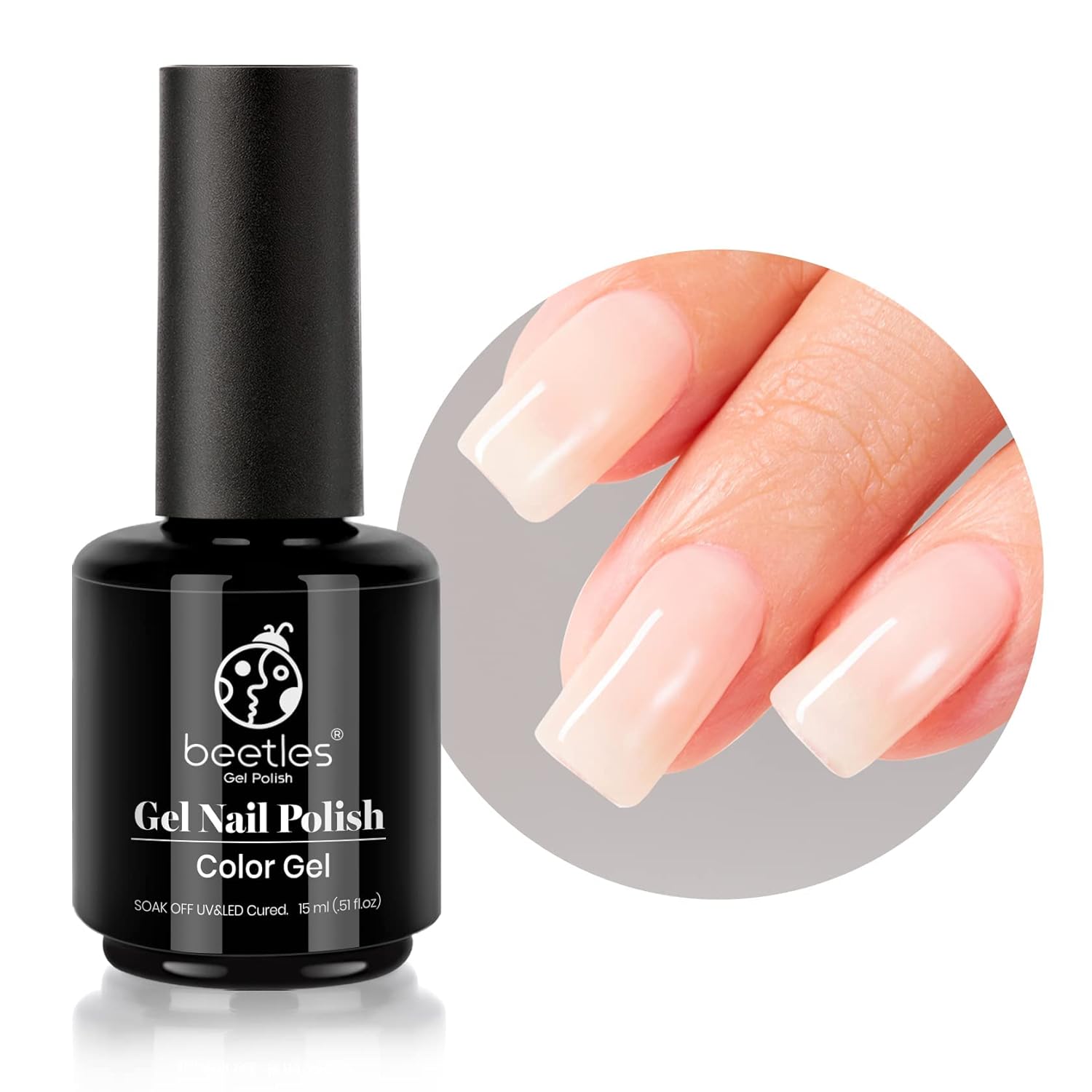 Beetles Jelly Gel Nail Polish 15ml Neutral Nude Pink Set with 15ml Milky White Jelly Gel Polish Rose Cocktail Soak Off Translucent UV LED Nail Lamp