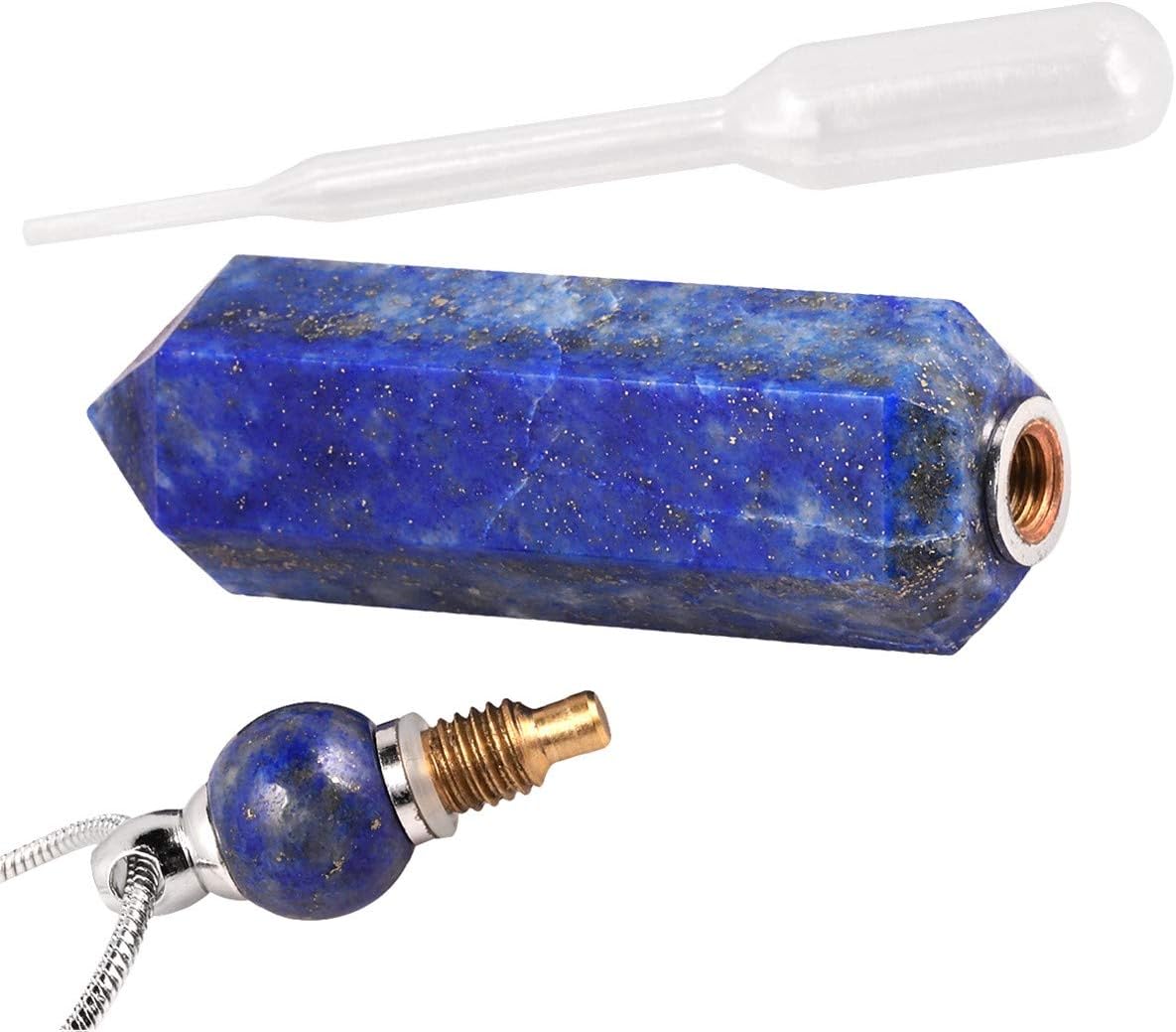 SUNYIK Collar difusor de aceite esencial de piedra para mujer, colgante hexagonal puntiagudo de cristal curativo con cadena para hombres, 28 pulgadas