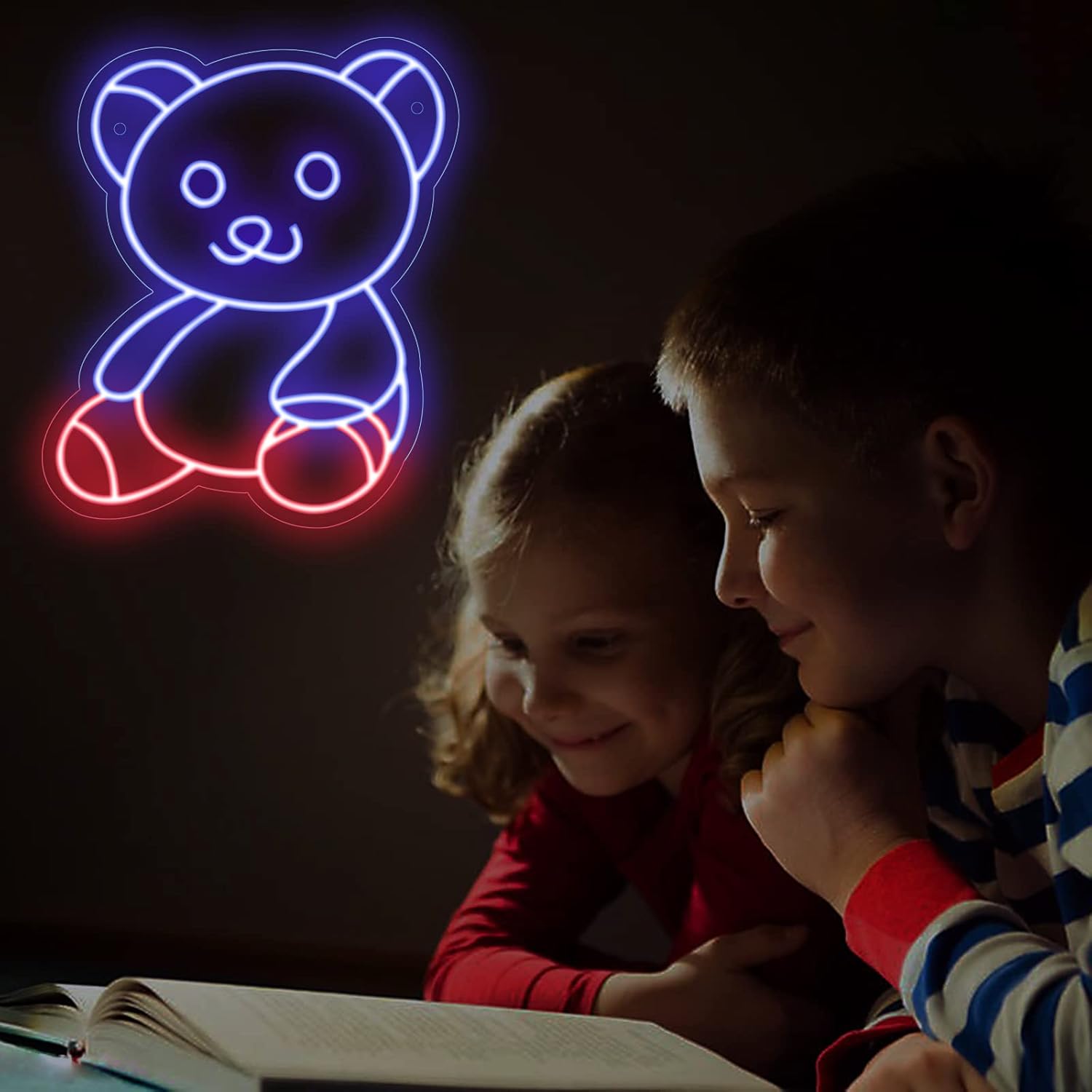 ENSHUI Bonito letrero de neón de oso para decoración de pared, luces de neón para dormitorio, alimentada por USB, lámpara de oso, sala de estar,