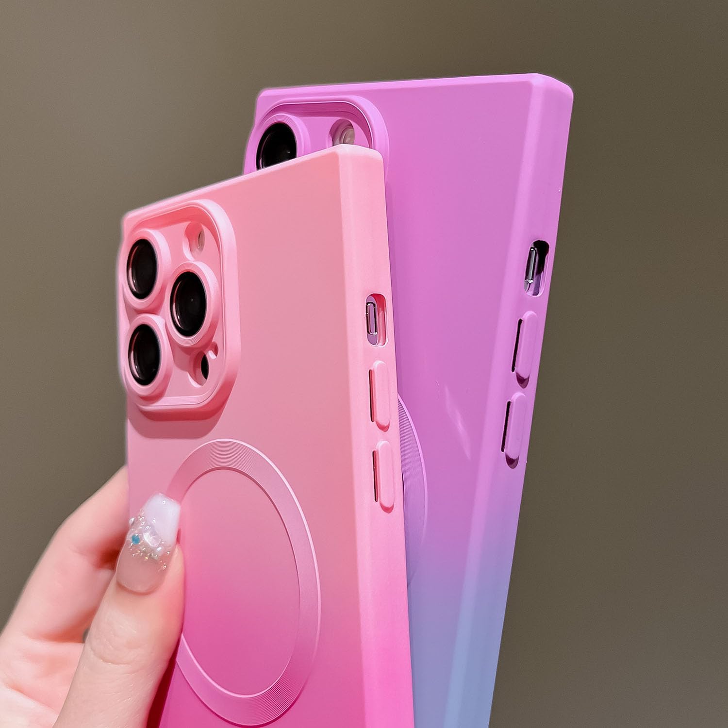 Yepda Funda cuadrada para iPhone 14 Pro, compatible con MagSafe, protector completo de lente de cámara, funda multicolor de lujo para mujeres y