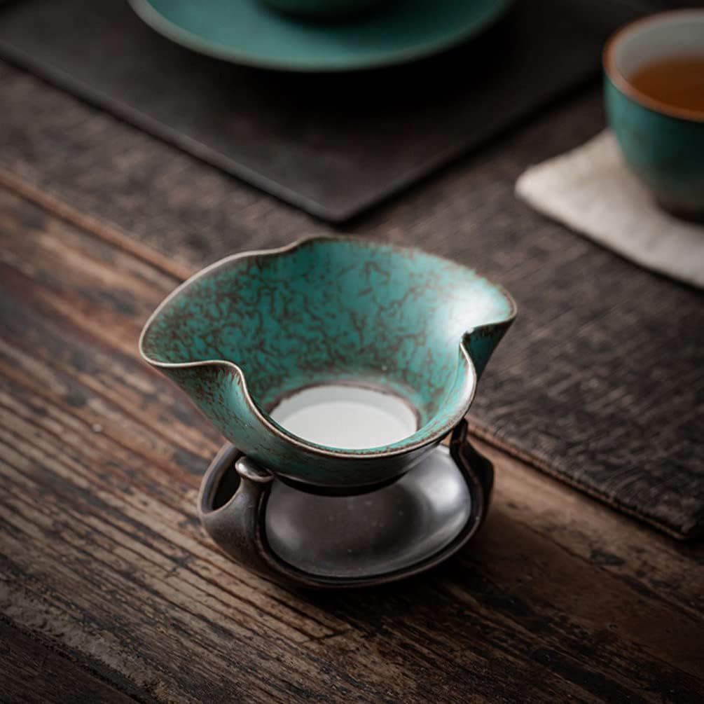 DOITOOL Colador de té de porcelana, 1 juego de infusor de té, filtro de té de cerámica retro, filtro de té de Kung Fu, colador de té de hojas