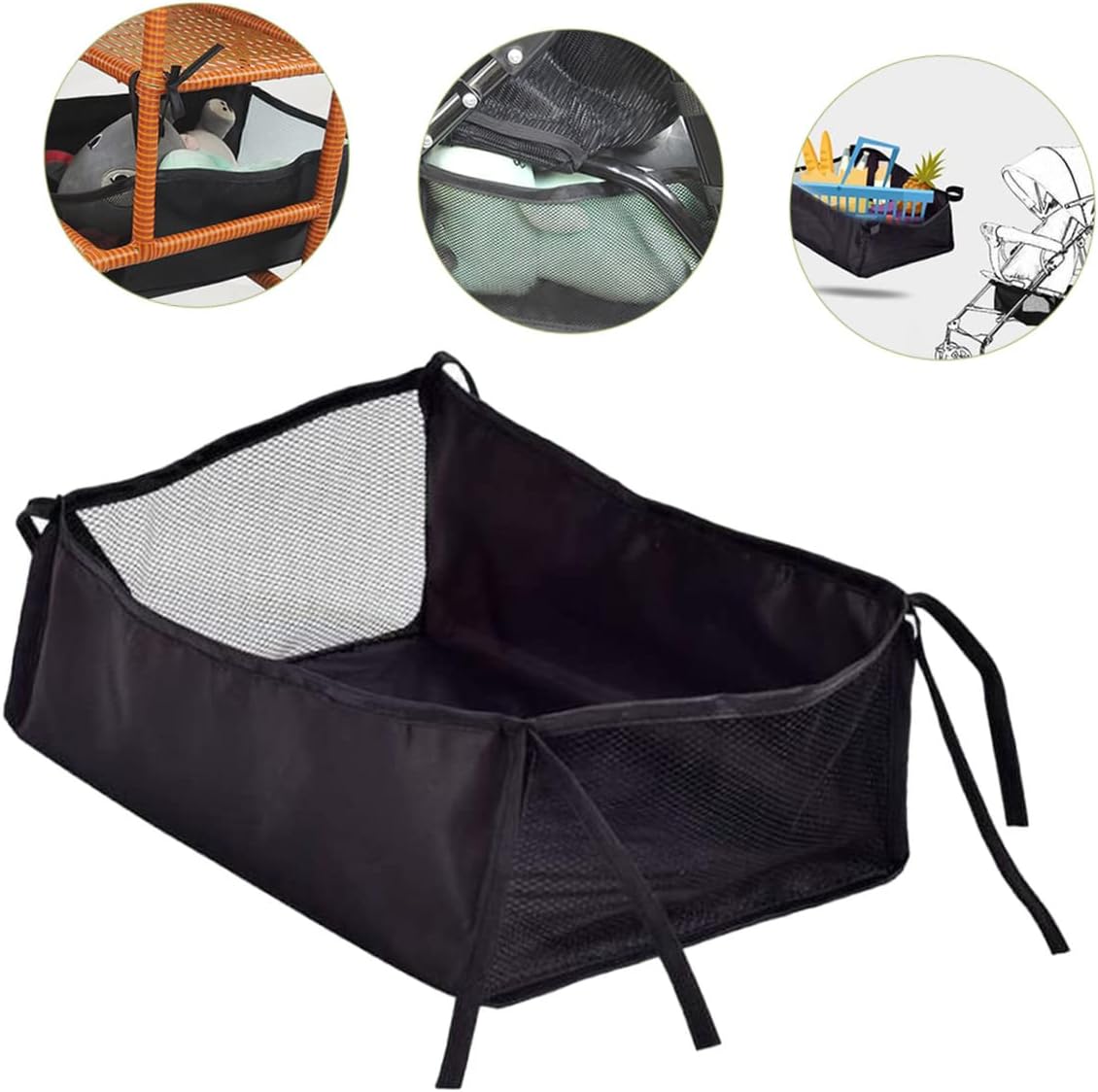 jojofuny Cesta inferior para cochecito de bebé, bolsa de guardería, accesorios para juguetes, pañales, necesidades del bebé