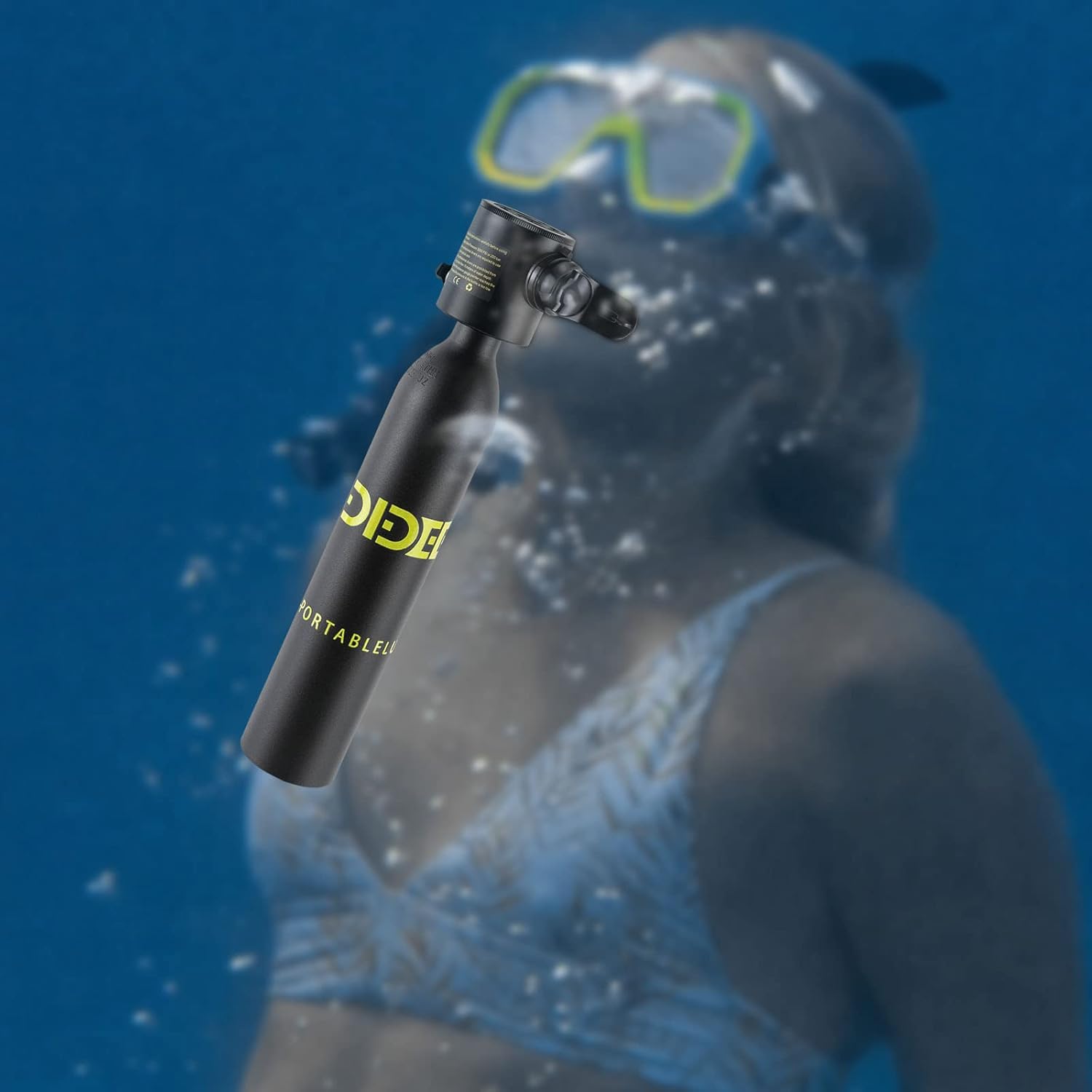 Mini tanque de buceo conjunto de buceo, equipo de buceo inflable de 0.5L, tanque de oxígeno para respiración subacuática, constante con válvula de