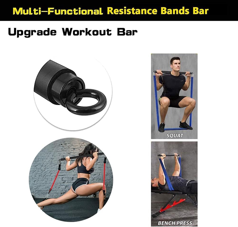 OYINDIZ Resistance Band Bar, Home Gym Workout Pilates Bar 38Inch Strength Training Exercise Bar Heavy Duty Lifting Fitness Bar for Resistance Band