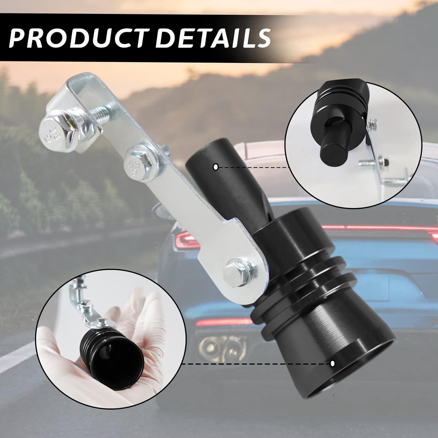 Silenciador universal de tubo de sonido turbo simulador de sonido de tubo de escape potenciador de sonido compatible con camiones, motocicletas,