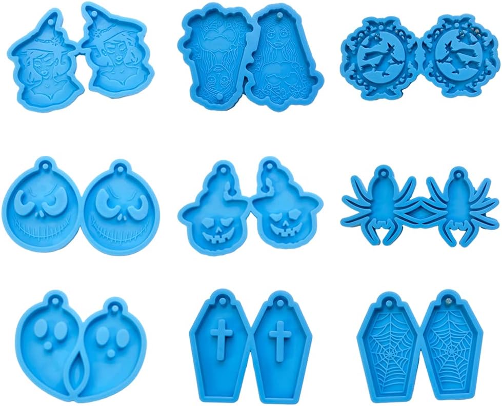 Moldes de resina para pendientes, moldes para aretes, aretes de Halloween, molde de silicona, aretes hechos a mano, colgantes para gotas de oído,