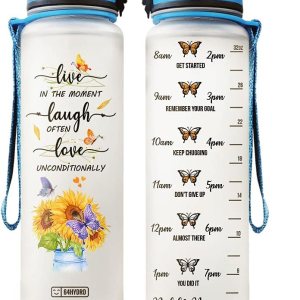 64HYDRO Botella de agua motivacional de 32 onzas con marcador de tiempo y filtro extraíble, regalos de mariposa de girasol de fe cristiana para 64HYDRO Botella de agua motivacional de 32 onzas con marcador de tiempo y filtro extraíble, regalos de mariposa de girasol de fe cristiana para