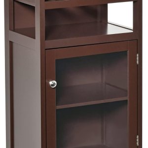 HOMCOM Gabinete de vino con estante para vino de 4 botellas, estante abierto, gabinete de puerta de acrílico con estante ajustable, espresso HOMCOM Gabinete de vino con estante para vino de 4 botellas, estante abierto, gabinete de puerta de acrílico con estante ajustable, espresso