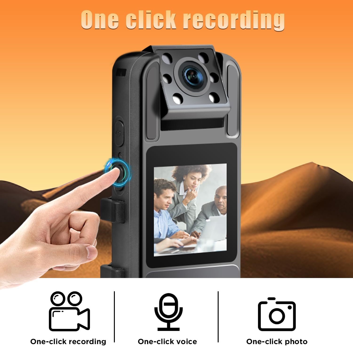 Giurrovo Cámara corporal de 64 GB con audio y video, mini cámaras corporales 1080P con visión nocturna infrarroja, videocámara de bolsillo de cámara
