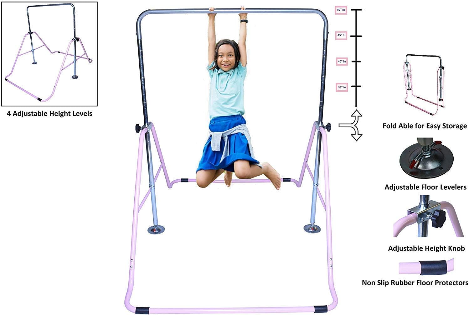 XINDONGSHENG – Barra de gimnasia atlética expansible para niños, barra de equilibrio para entrenamiento junior, gimnasio, color morado con 2 pies x