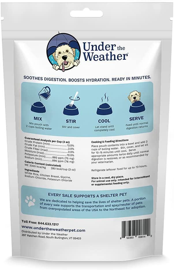 Under the Weather Dieta suave fácil de digerir para perros enfermos  Contiene electrolitos  Sin gluten, todo natural, carne liofilizada 100% de