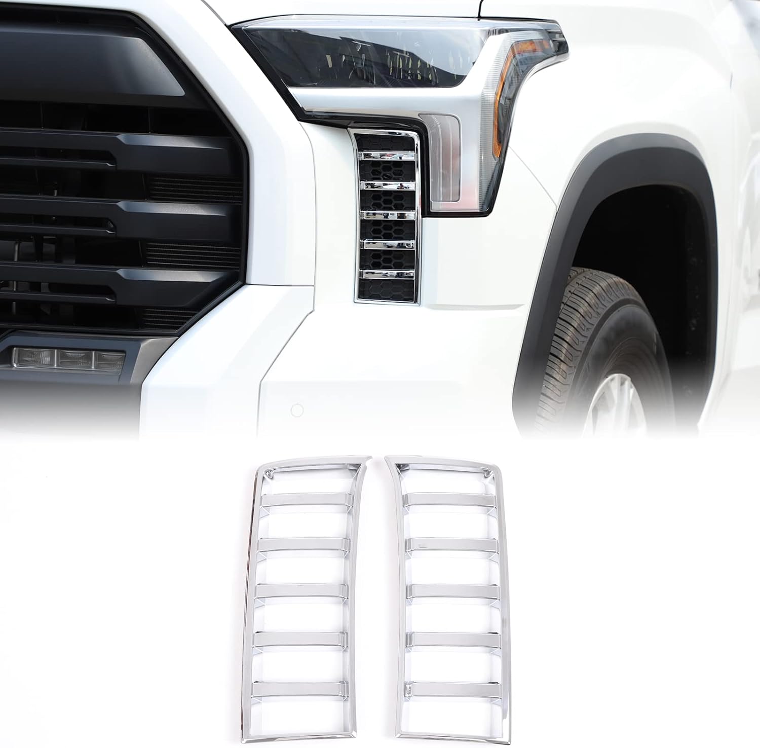 Cubierta de rejilla de ventilación para faros delanteros de automóvil, compatible con Toyota Tundra 2022-2023, rejilla de malla para rejilla de