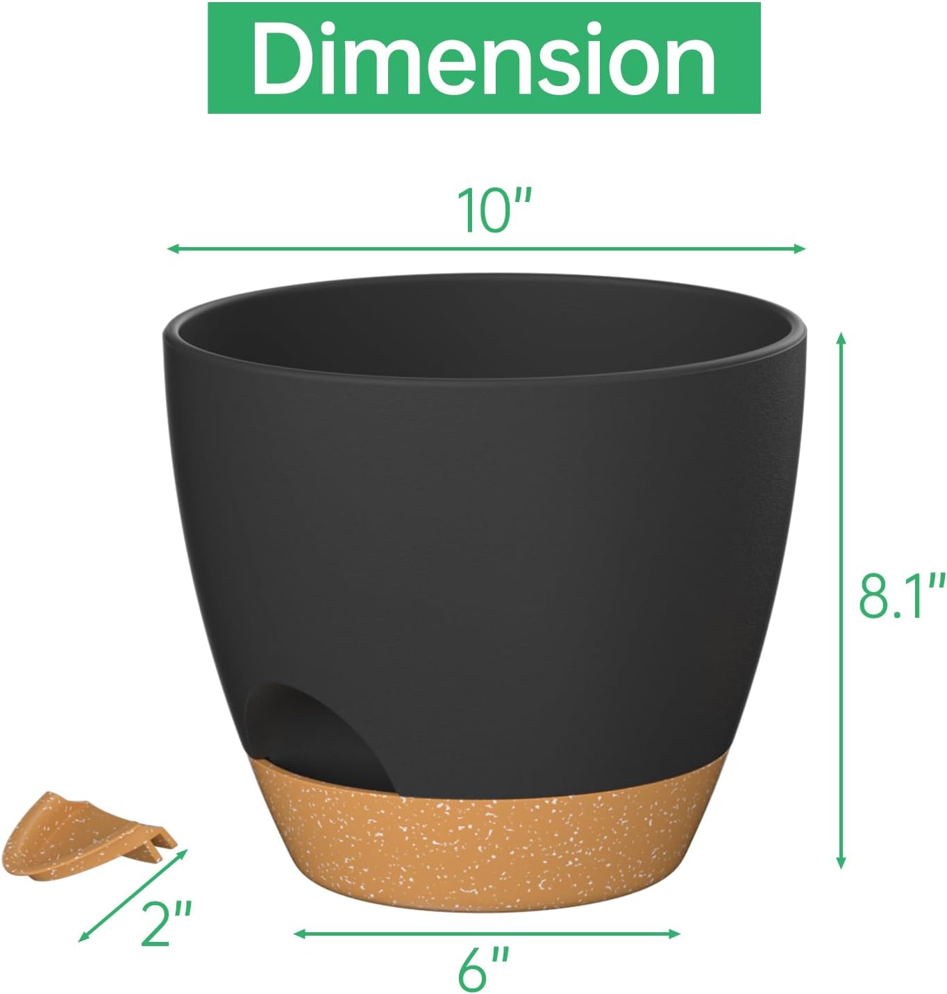 ZMTECH Juego de 2 macetas de 10 pulgadas para plantas de interior, macetas de riego automático con agujeros de drenaje y platillo para plantas de