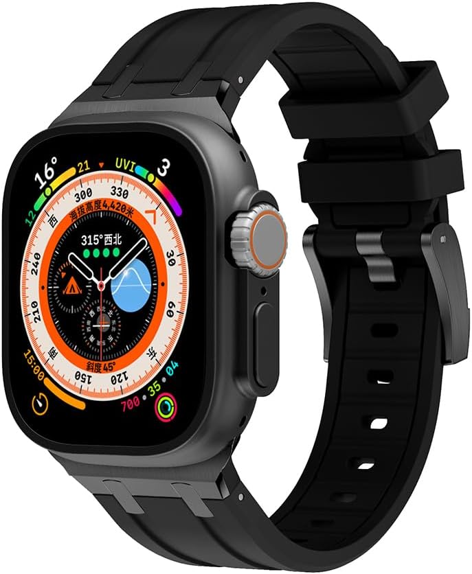 NewWays Correa para Apple Watch Ultra Band de 1.929 in, 1.772 in, 1.732 in, 1.654 in, para hombres, correa de goma de silicona líquida deportiva
