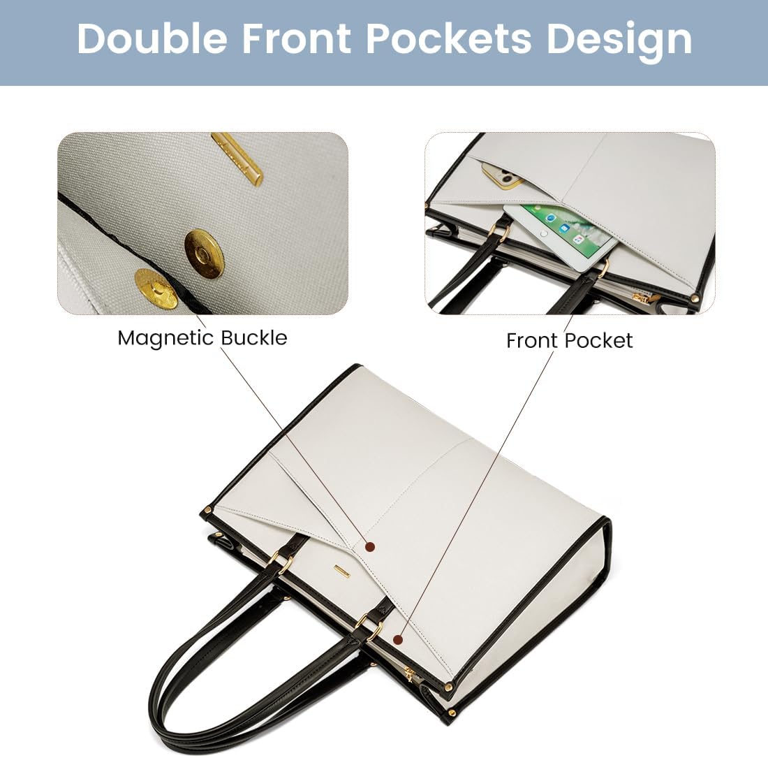 LOVEVOOK Laptop Bag for Women, 15.6 inch Laptop Tote Work Teacher Bags Cancas Computer Shoulder Bag 2pcs Set