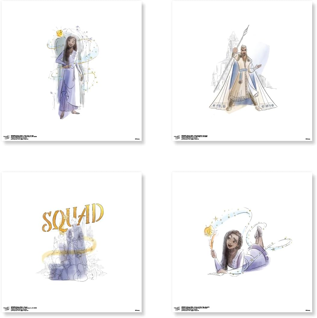 Trends International Gallery Pops Disney Wish – Paquete de arte de pared de ciudad de luz (paquete de 4)