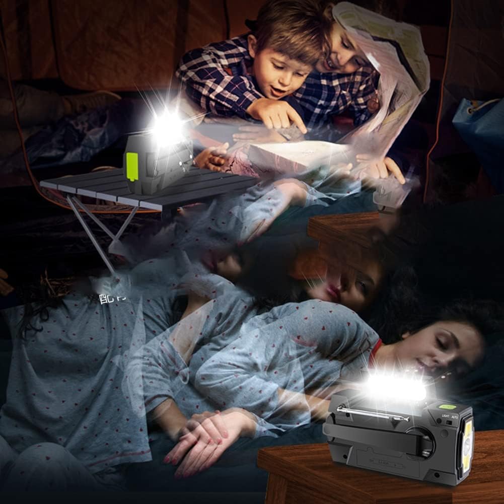 Radio multifuncional manivela solar manivela dinamo accionado AMFMradio meteorológica con luces LED 4000MAh