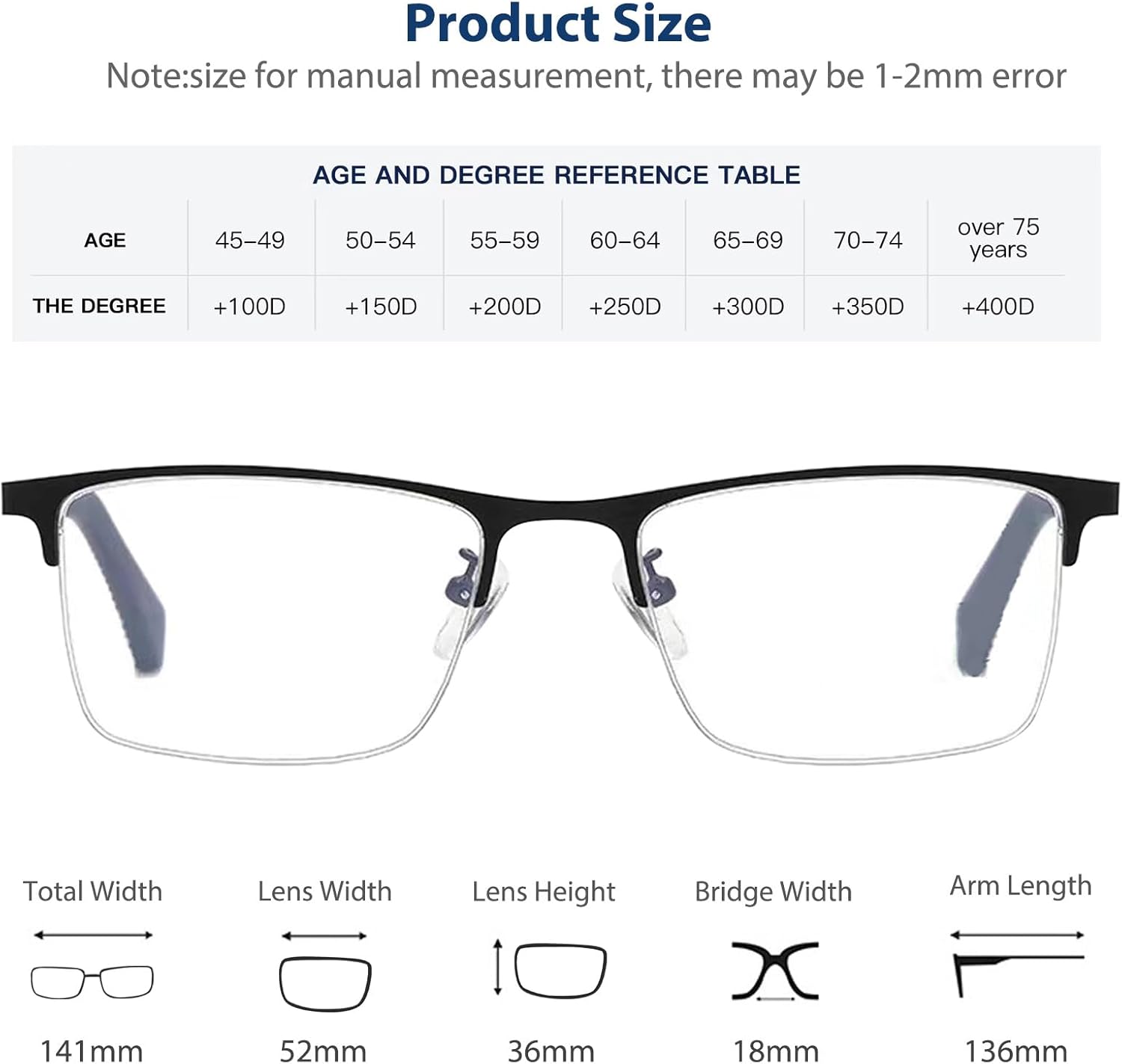 K.LAVER Gafas de lectura fotocrómicas progresivas duraderas de Multifocus para hombres Lector multifocal de transición de luz azul