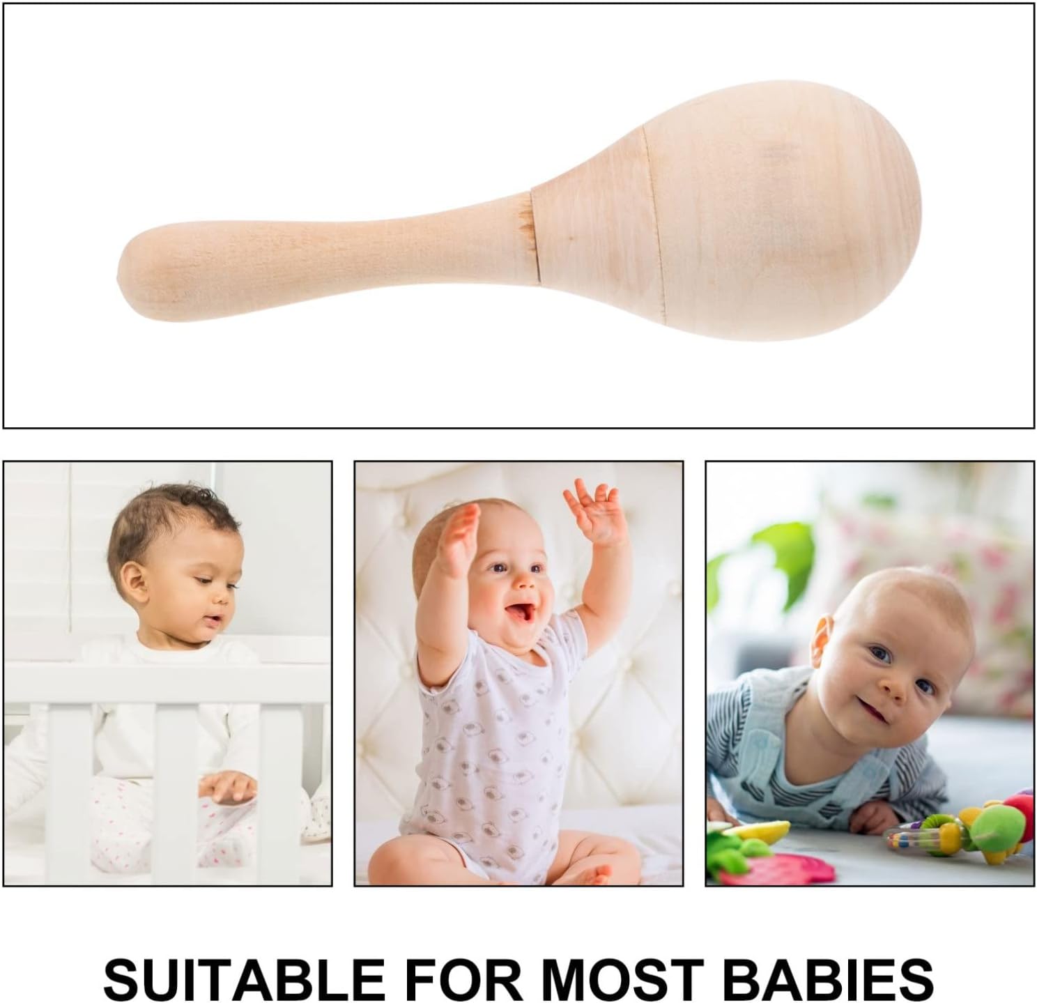 ULTNICE Mini Maracas de madera de madera Maracas de percusión en blanco sonajeros de percusión sin terminar Maracas de madera DIY Maracas en blanco