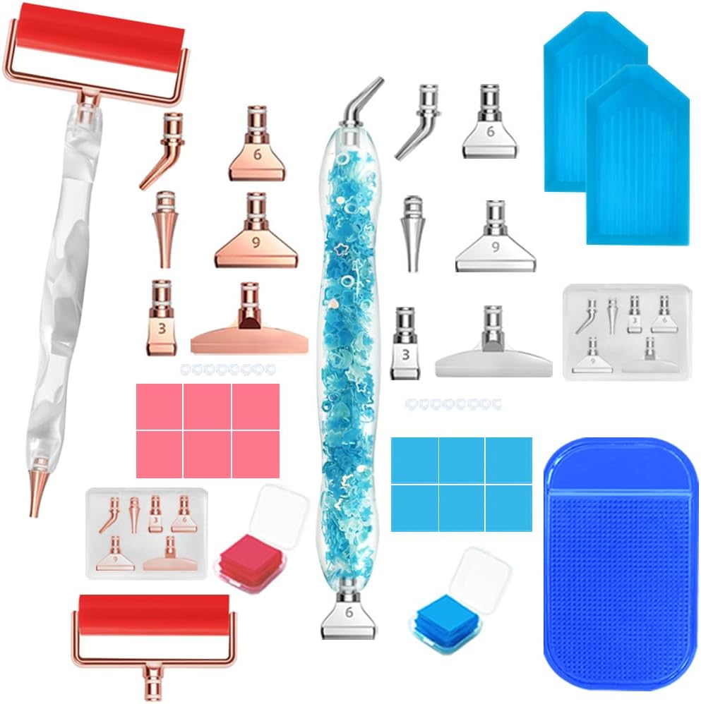 SENHAI Juego de 2 pinturas artísticas con diamantes, bolígrafos de arte de diamante, puntas inoxidables, accesorios de pintura de diamante 5D,