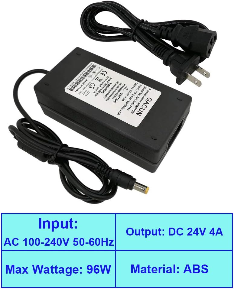 YUNBO Adaptador de fuente de alimentación de 24V 4A, CA 110-240V a DC 24V 96W Transformadores para luces de tira LED Cámara CCTV Router inalámbrico