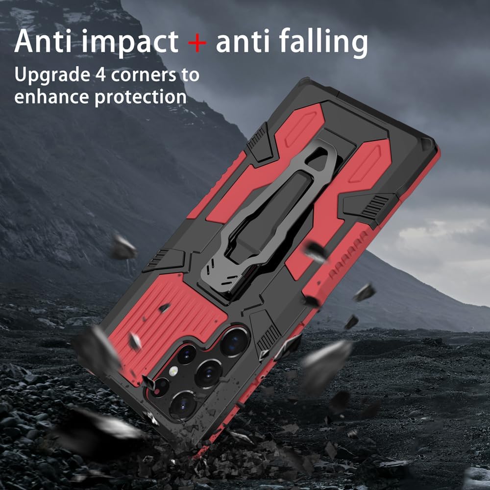 Asuwish Funda protectora compatible con Samsung Galaxy S22 Ultra 5G y protector de pantalla de vidrio templado con clip para cinturón, resistente