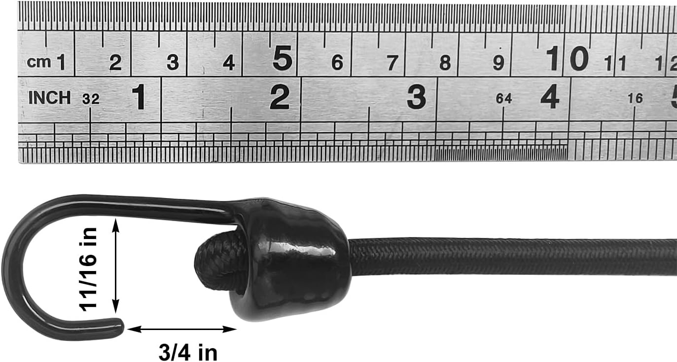 Cuerdas elásticas pequeñas con ganchos de varios tamaños de 12 pulgadas, 18 pulgadas, 24 pulgadas y 36 pulgadas de largo, ganchos de metal con
