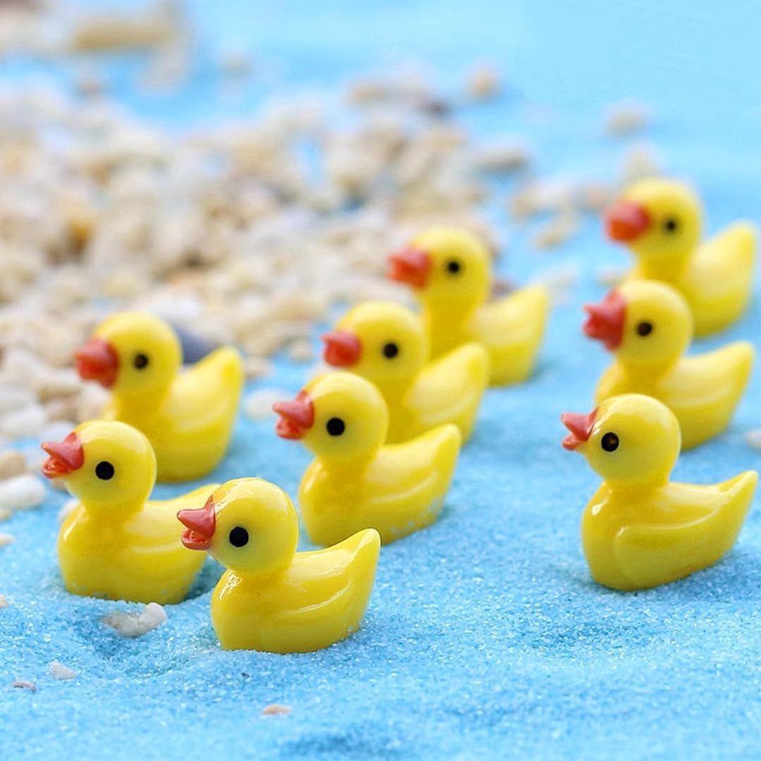 120 piezas de mini patos de resina, figuras en miniatura de pato pequeño a granel para fiestas, decoraciones de micro paisajes, adornos de acuario,