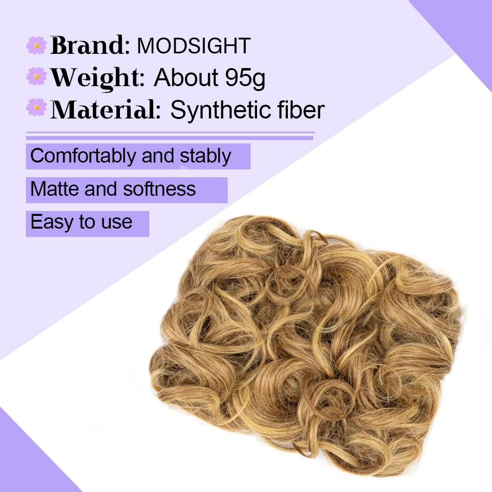 Extensión de moño corto y rizado con peines fáciles de estirar, bandeja para chignon Updo, coletero para mujeres y niñas (12T24 marrón mezclado con